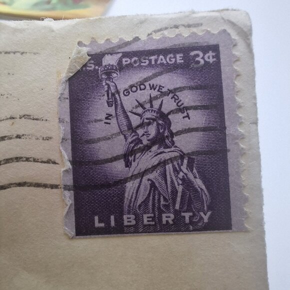 Vintage Christmas Card 1955 Nativity Scene Envelope 3 Cent Stamp Letter Kansas - Picture 3 of 8